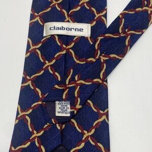 Claiborne Navy and Burgundy Geometric Tie